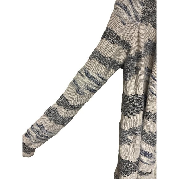 Lucky Brand White Grey Drape Open Front Cardigan Sweater Women's Size Large - Picture 2 of 9
